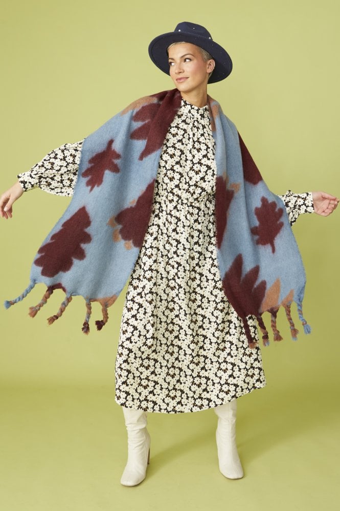 JAYLEY Oversized Blue Coloured Cashmere and Wool Scarf