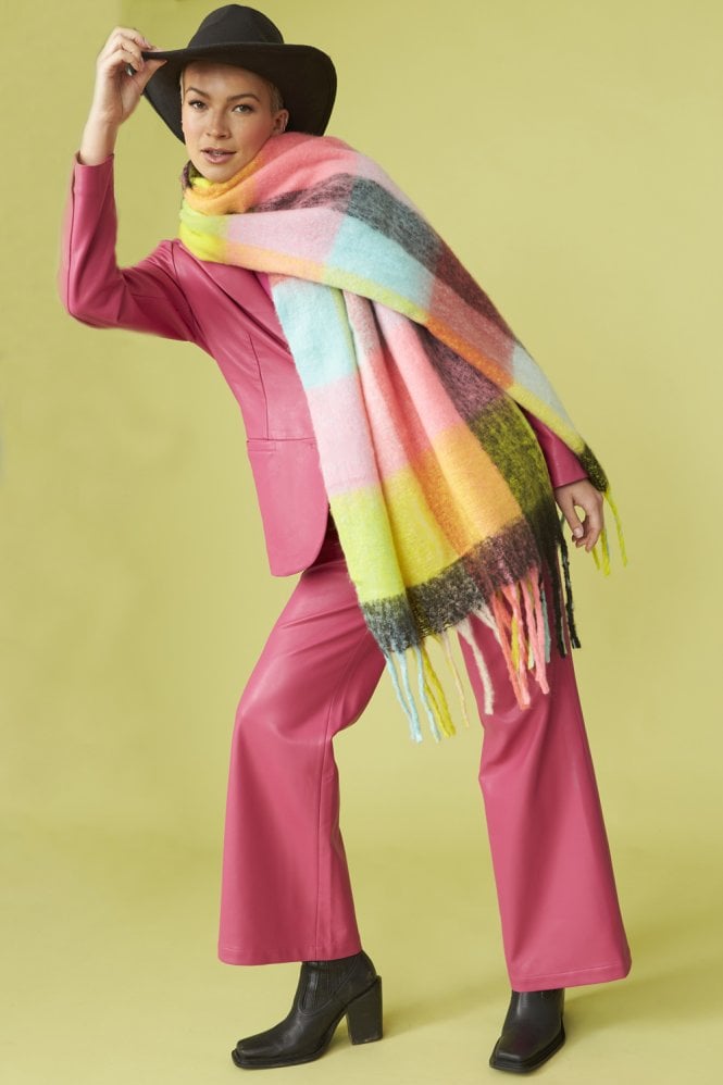 JAYLEY Oversized Multi Coloured  Cashmere and Wool Scarf