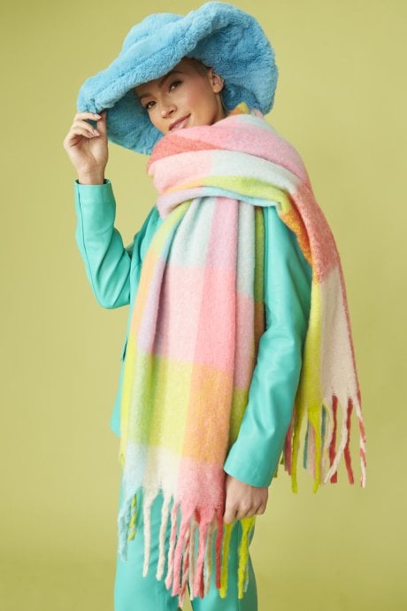 Oversized Multi Coloured  Cashmere and Wool Scarf