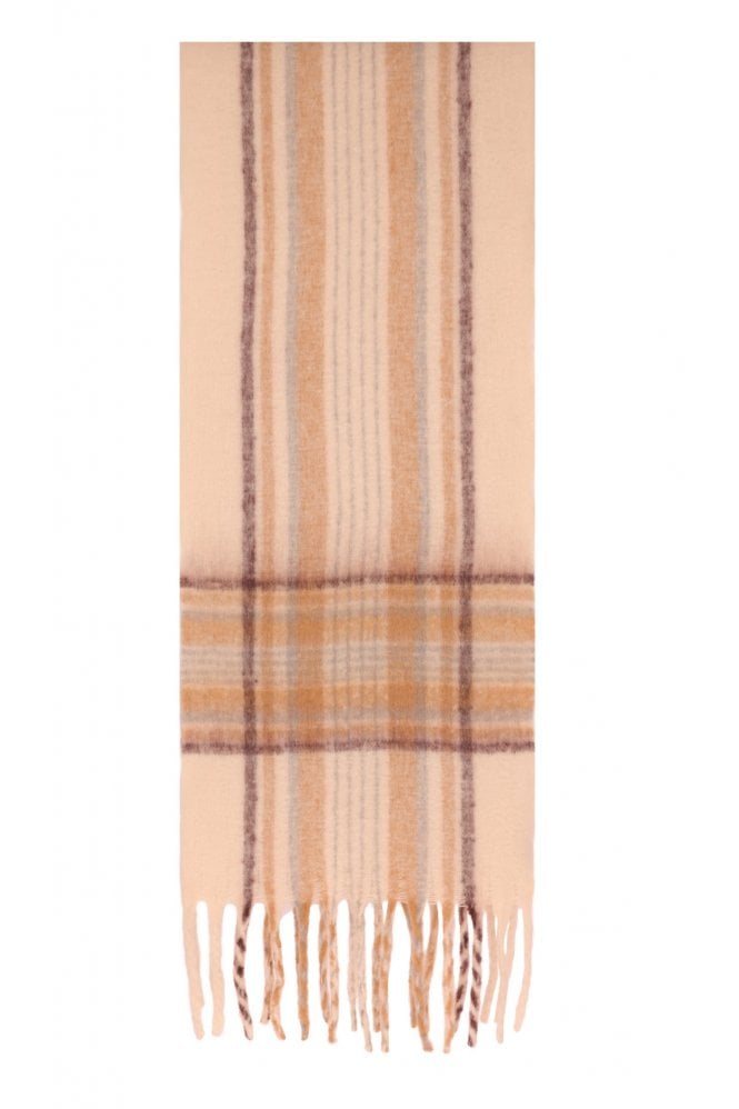 JAYLEY Peach Tartan Tassel Scarf