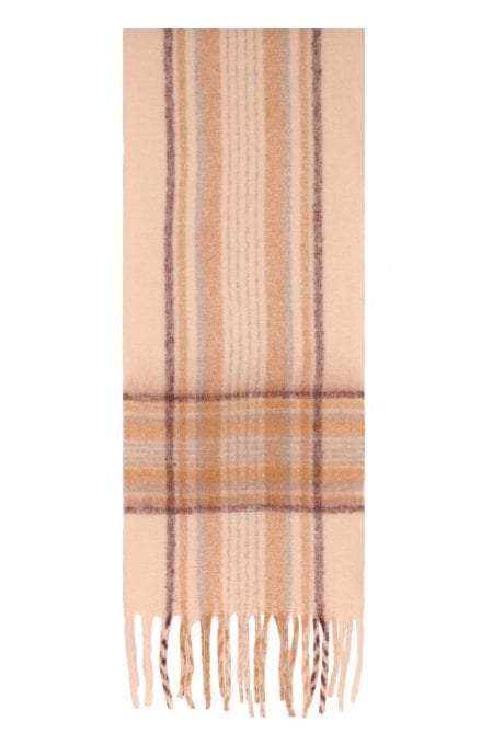 Peach Tartan Tassel Scarf