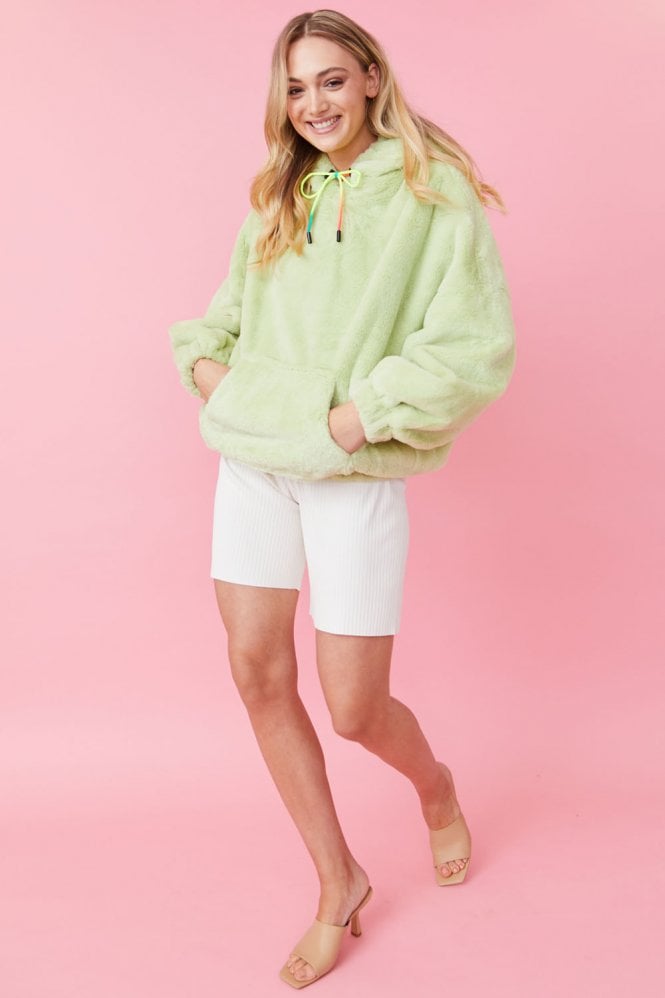 JAYLEY Pear Faux Fur Oversized Hoodie