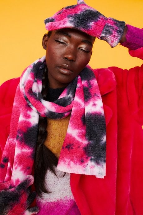Pink and Purple Cashmere Blend Tie Dye Scarf