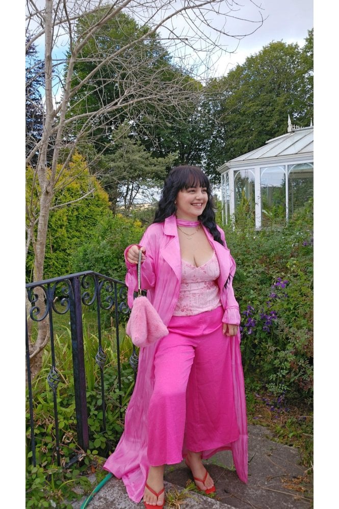 JAYLEY Pink Eco Bamboo Lyocell Trench Coat