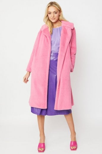 Pink Faux Fur Coat