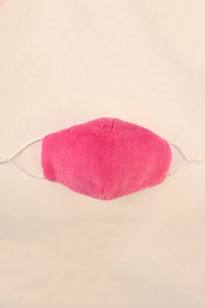 JAYLEY Pink Faux Fur & Cotton Reusable Face Mask