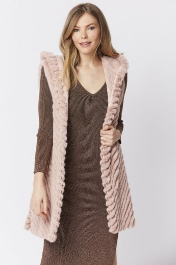 Pink Faux Fur Hooded Gilet | Waistcoat