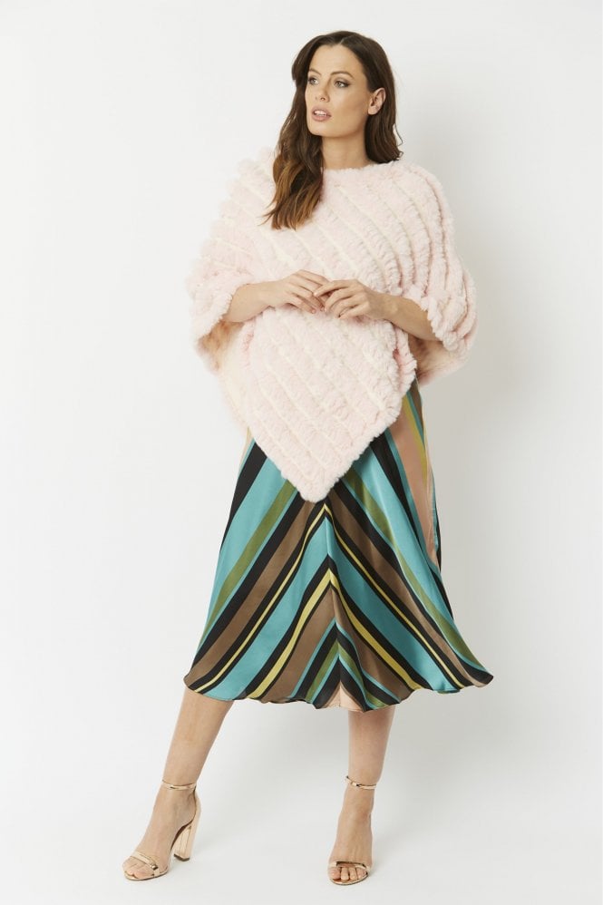 JAYLEY Pink Faux Fur Poncho