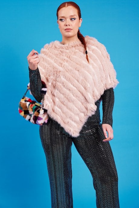 Pink Faux Fur Poncho