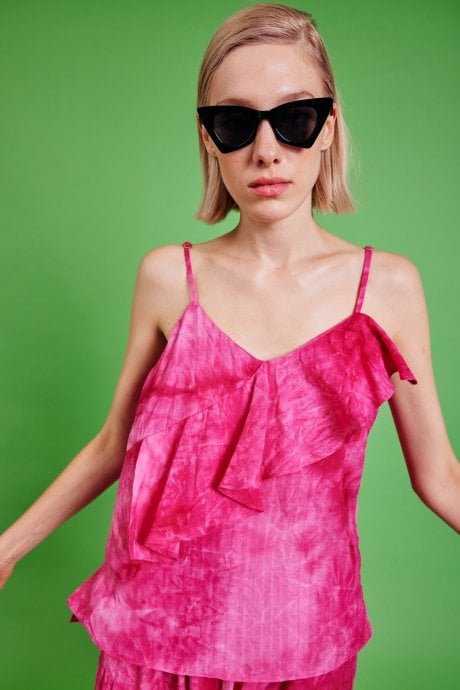 Pink Love Herb Ruffle Cami Top