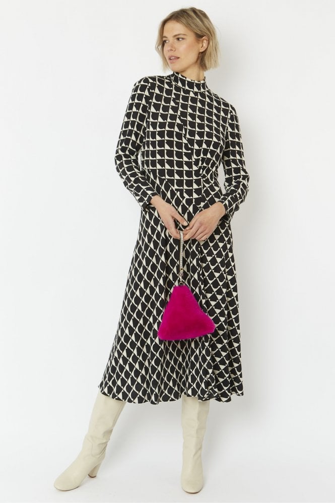JAYLEY Pink Pyramid Faux Fur Bag