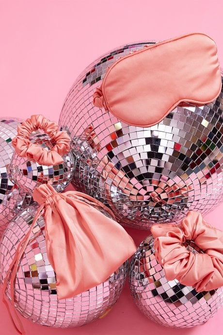 Pink Silk Blend Face Mask, Eye Mask & Scrunchie Set