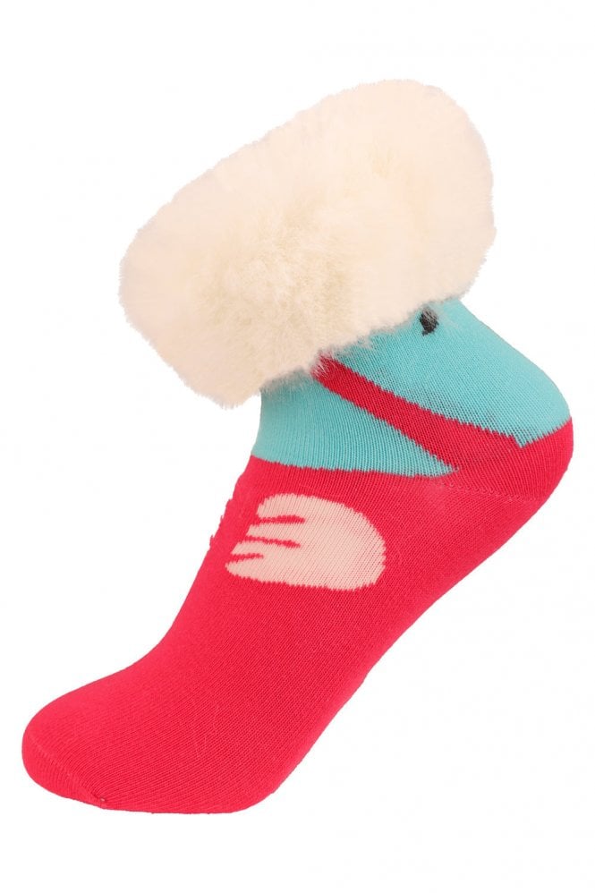 JAYLEY Pink Silk Blend Socks with Faux Fur Trim