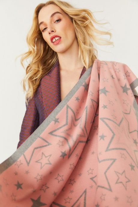 Pink Star Design Cashmere Blend Scarf