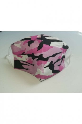 Pink Unisex Camo Cotton Face Mask with Filter Pocket