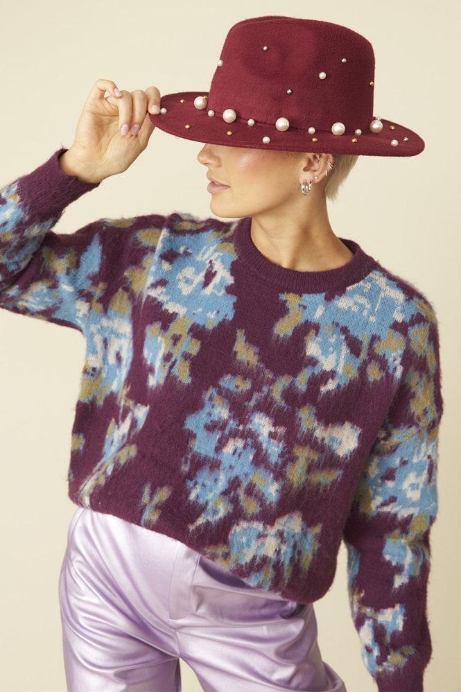JAYLEY Purple Banana Peel Floral Jumper