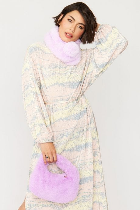 Purple Faux Fur Scarf