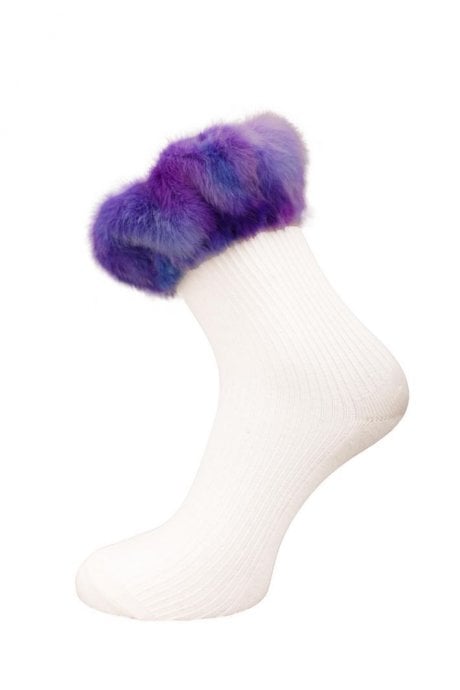 Purple Tie Dye Faux Fur Cuff Socks