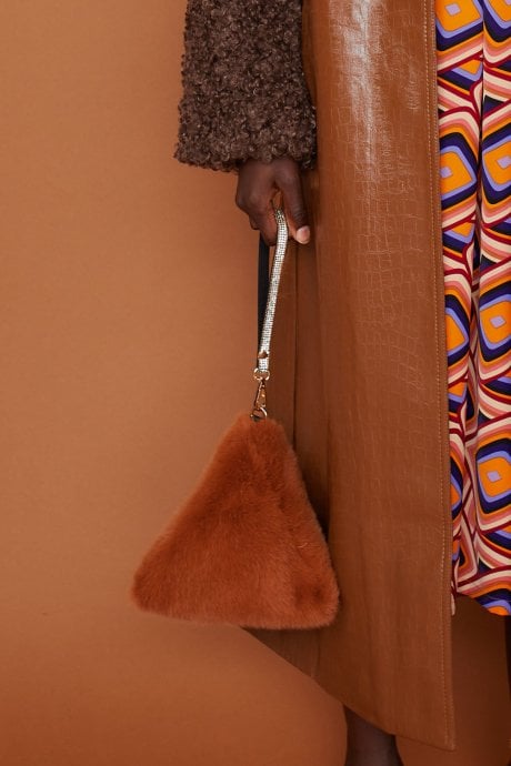 Pyramid Faux Fur Bag