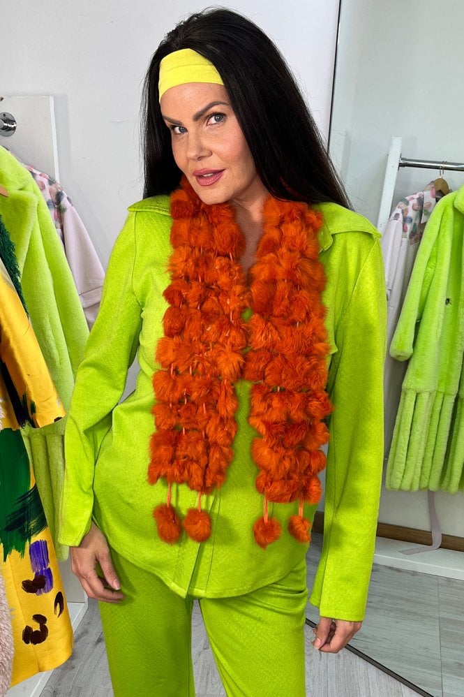 JAYLEY Real Fur Pom-Pom Scarf
