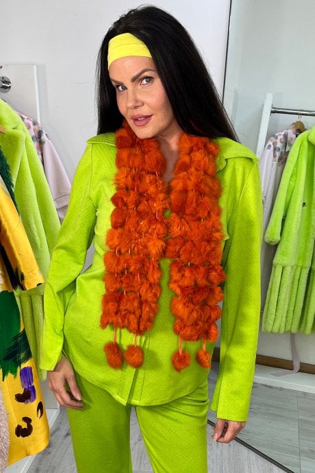 Real Fur Pom-Pom Scarf