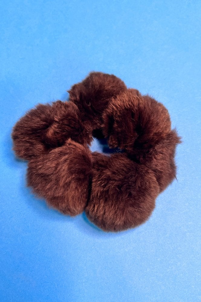 JAYLEY Real Fur Pom-Pom Scrunchie