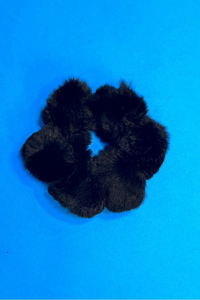 JAYLEY Real Fur Pom-Pom Scrunchie