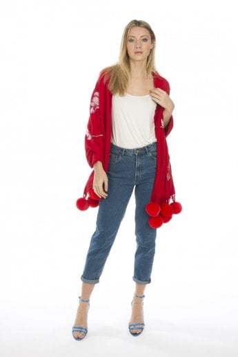 Red Cashmere Blended Wrap