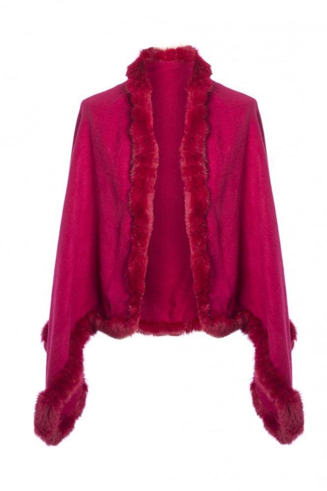 JAYLEY Red Cashmere & Coney Fur Wrap