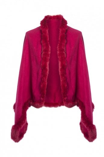 Red Cashmere & Coney Fur Wrap