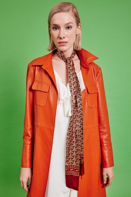 Red Coco Silk Skinny Scarf