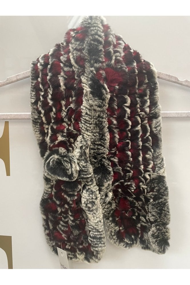 JAYLEY Red Coney Fur Loop Scarf