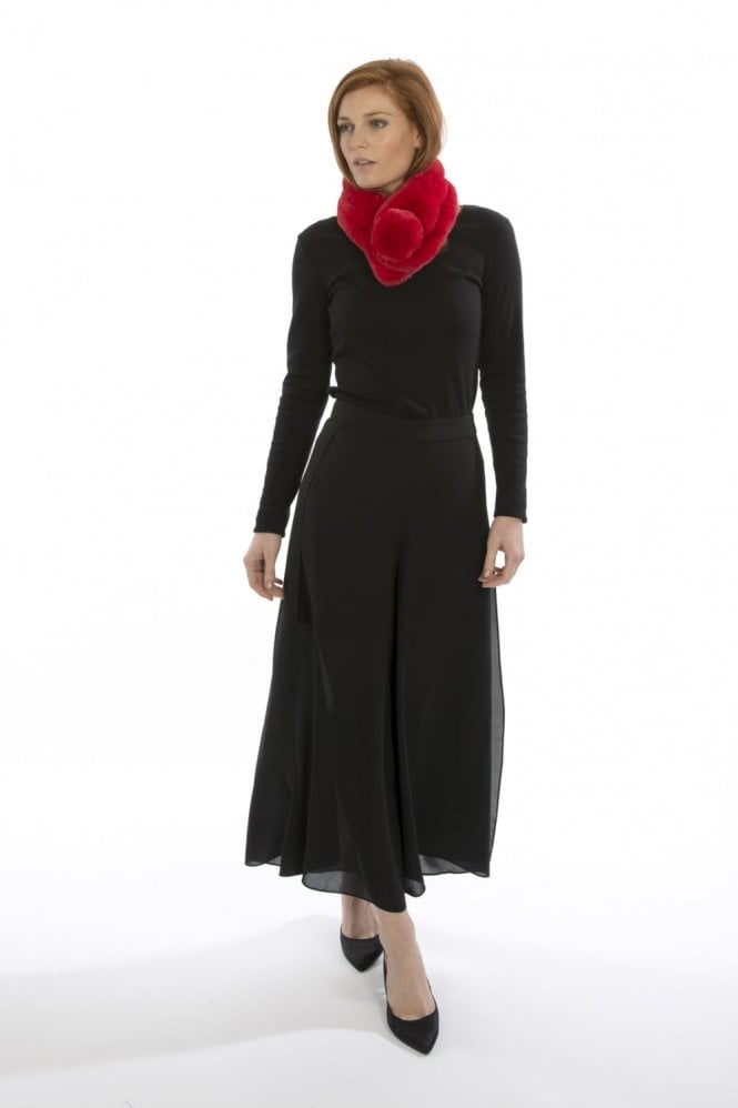 JAYLEY Red Faux Fur Scarf