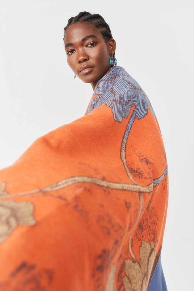 JAYLEY Red Floral Design Cashmere Scarf