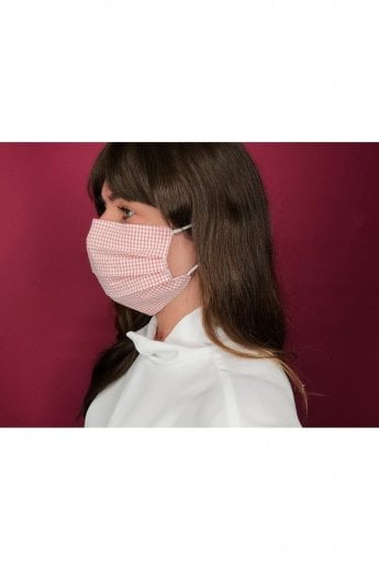 Red Gingham Check Cotton Fashion Face Mask