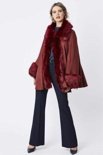 Red Luxury Faux Fur Fine Knitted Coat