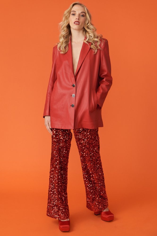 JAYLEY Red Sequin Flares