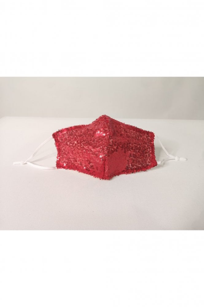 JAYLEY Red Sequinned Fashion Cotton Face Mask