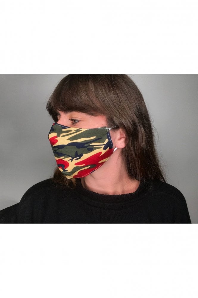JAYLEY Red Unisex Camo Cotton Face Mask with Filter Pocket