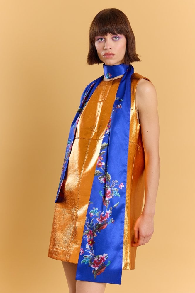 JAYLEY Silk Blend Blue Floral Long Scarf