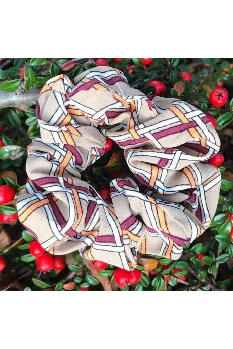 Silk Blend Check Scrunchie