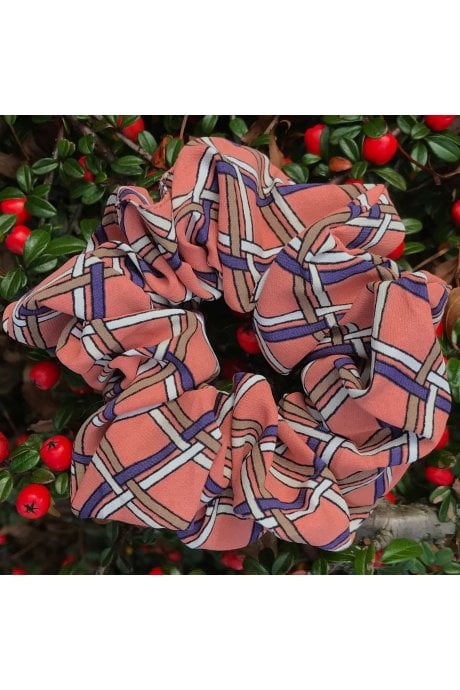 Silk Blend Check Scrunchie