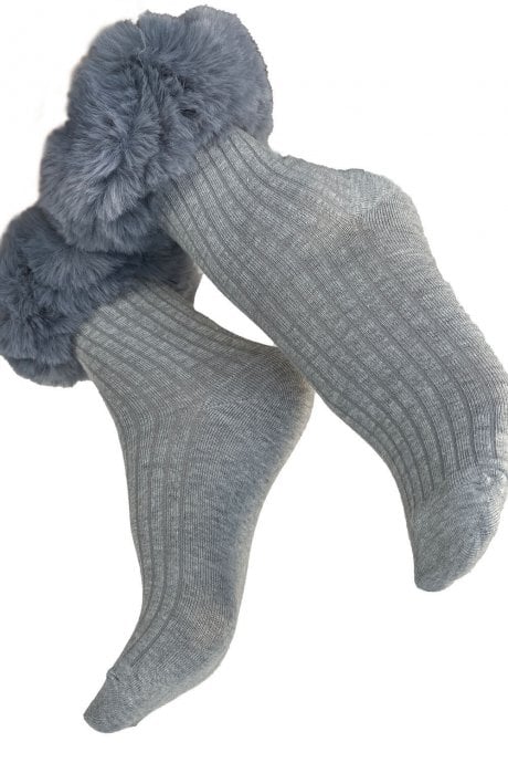 Silk Blend Faux Fur Trim Socks