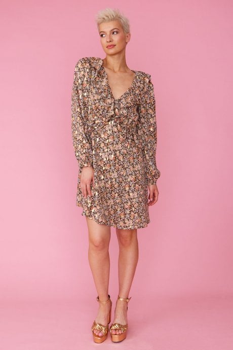 Silk Blend Floral Knee Length Dress