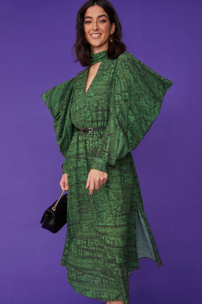 JAYLEY Silk Blend Snake Print Maxi Dress
