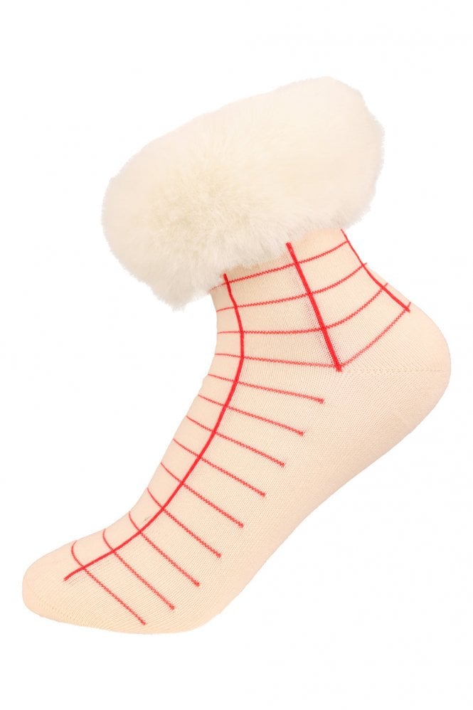 JAYLEY Silk Blend Socks Faux Fur Trim