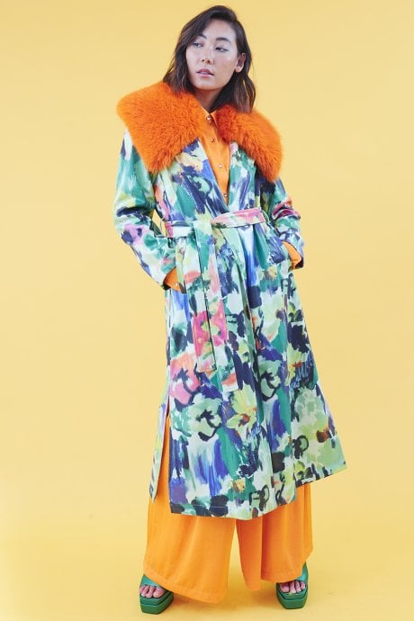 Tencel Blend Eco Leather Trench Coat
