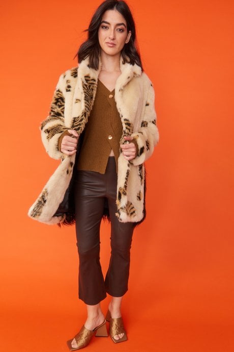 Tiger Faux fur and Mongolian Cream Coat