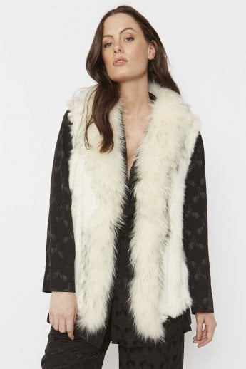 White Cashmere Blend Fox and Coney Fur Gilet