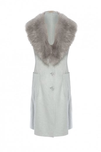 White Faux Fur Faux Suede Gilet | Waistcoat